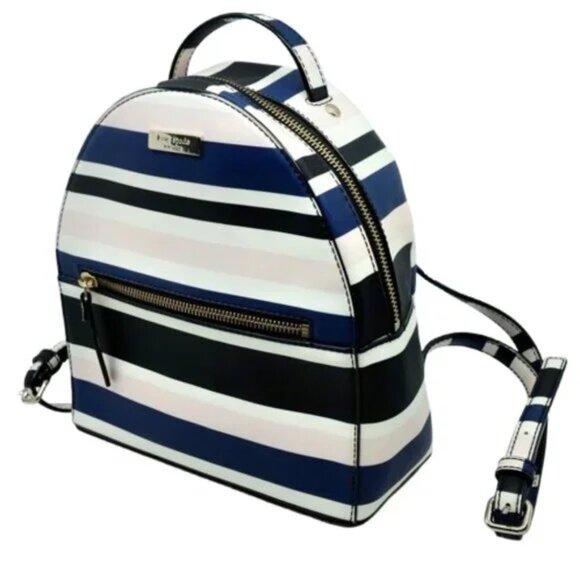 KATE SPADE~Laurel Way~STRIPED BACKPACK BAG in CRUISE SHIP BLUE - Picture 1 of 6